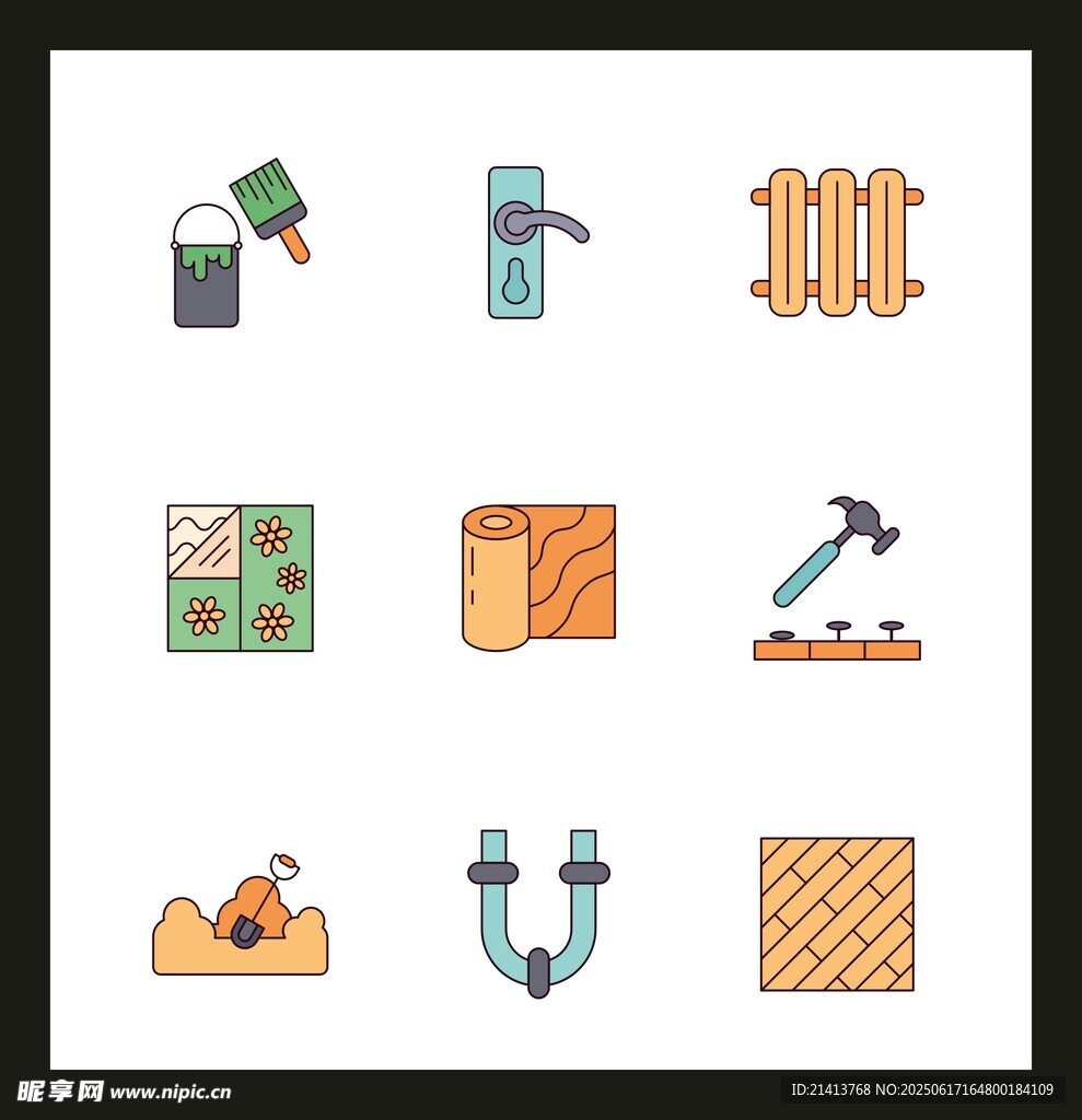家裝工具與材料圖標集