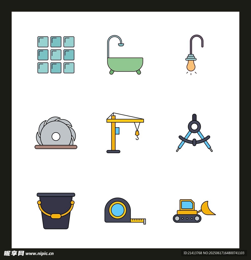 建筑施工工具圖標(biāo)集合