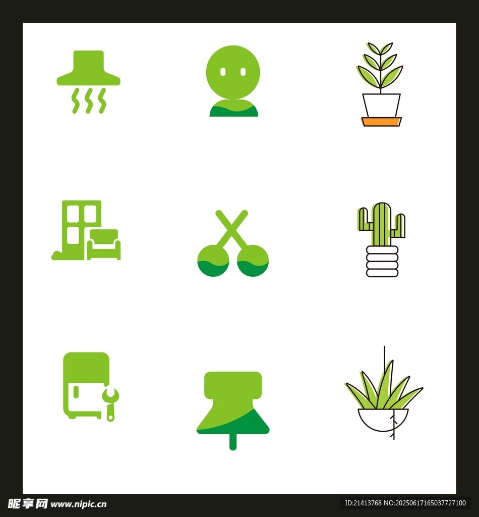 綠色植物相關圖標集合