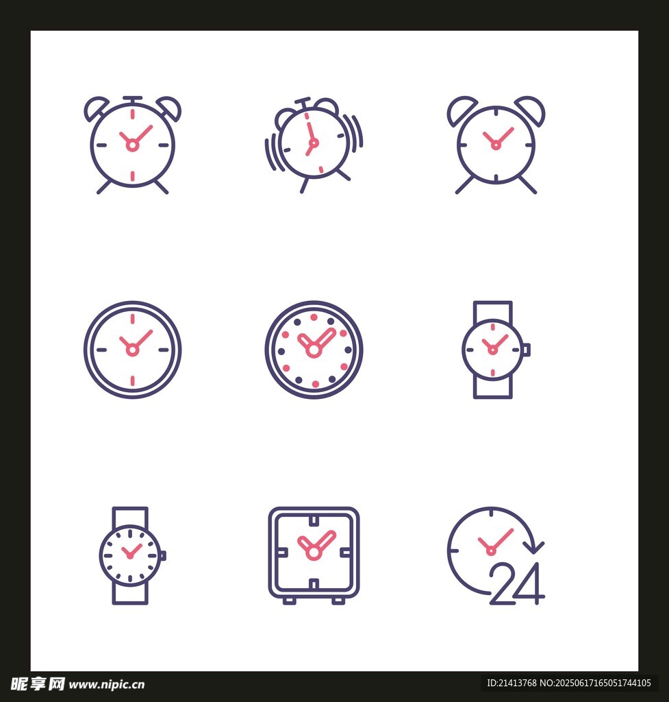 時鐘手表圖標集合