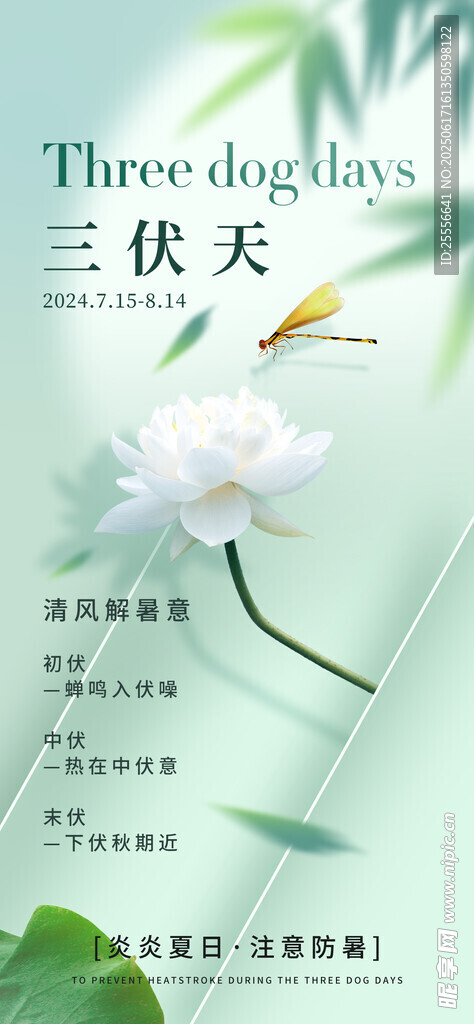 三伏天防暑簡約海報