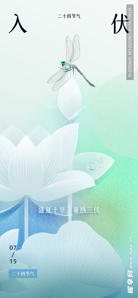 三伏天入伏荷花海報