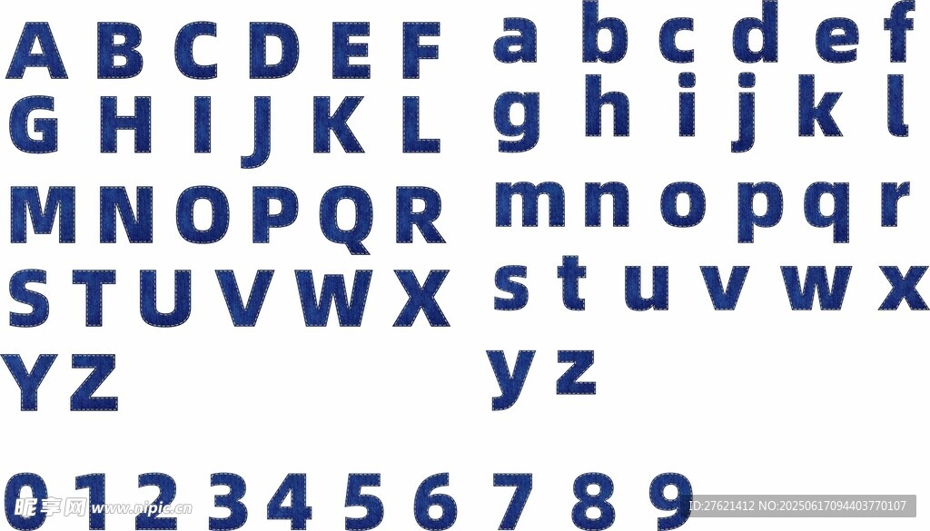 牛仔布車邊英文字母 數(shù)字
