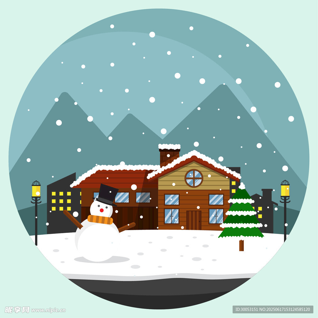 冬日雪景中的溫馨小屋