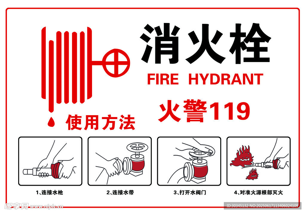 消火栓使用方法指示牌