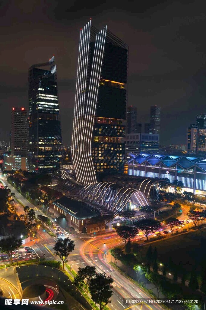 新加坡城市夜景璀璨風光