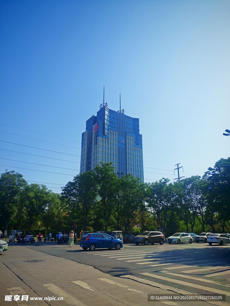 城市街道旁的高樓景觀