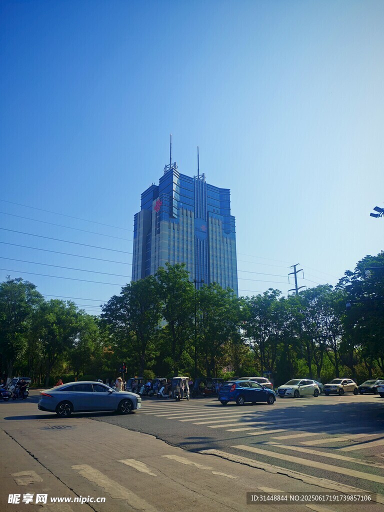 城市街道旁的高樓景觀