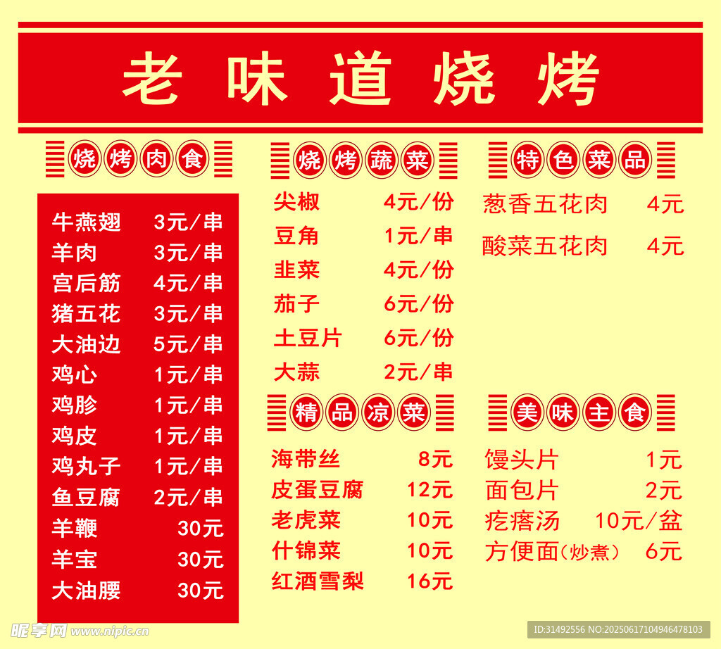 價目表