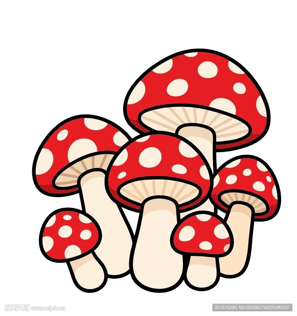 紅色卡通蘑菇矢量圖