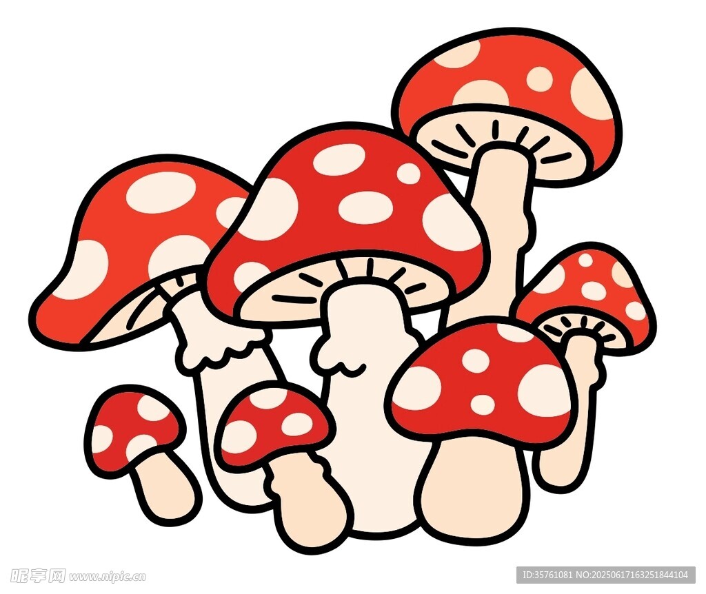 紅色卡通蘑菇矢量圖