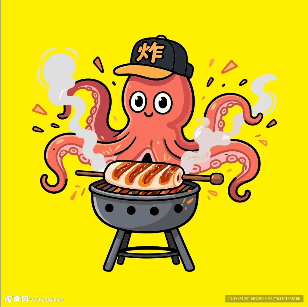 卡通魷魚手繪插畫