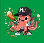 卡通魷魚手繪插畫