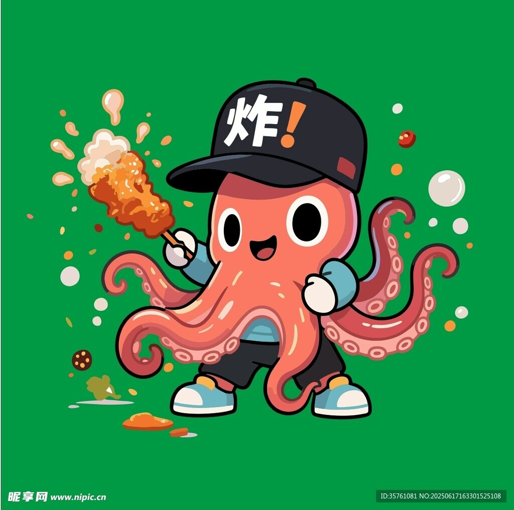 卡通魷魚手繪插畫