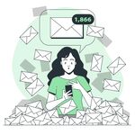 女孩被海量短信郵件包圍
