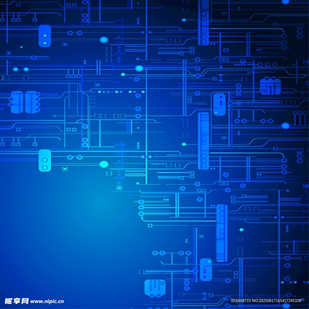 科技感藍色電路背景圖