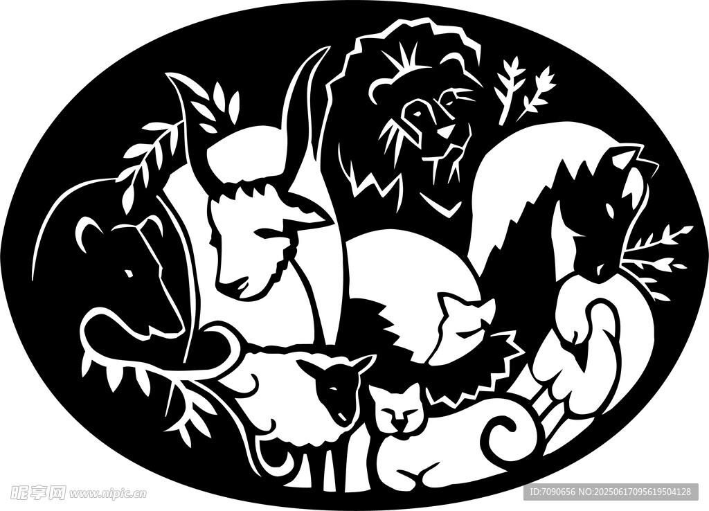 圓形黑白動物 