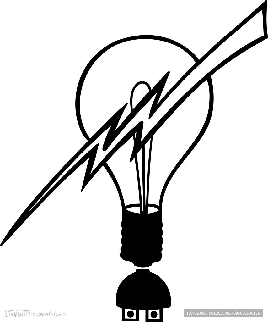 燈泡遇閃電創意插畫