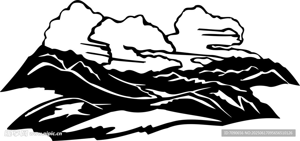 黑白山巒風(fēng)景圖