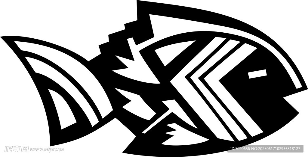抽象幾何風格魚形 