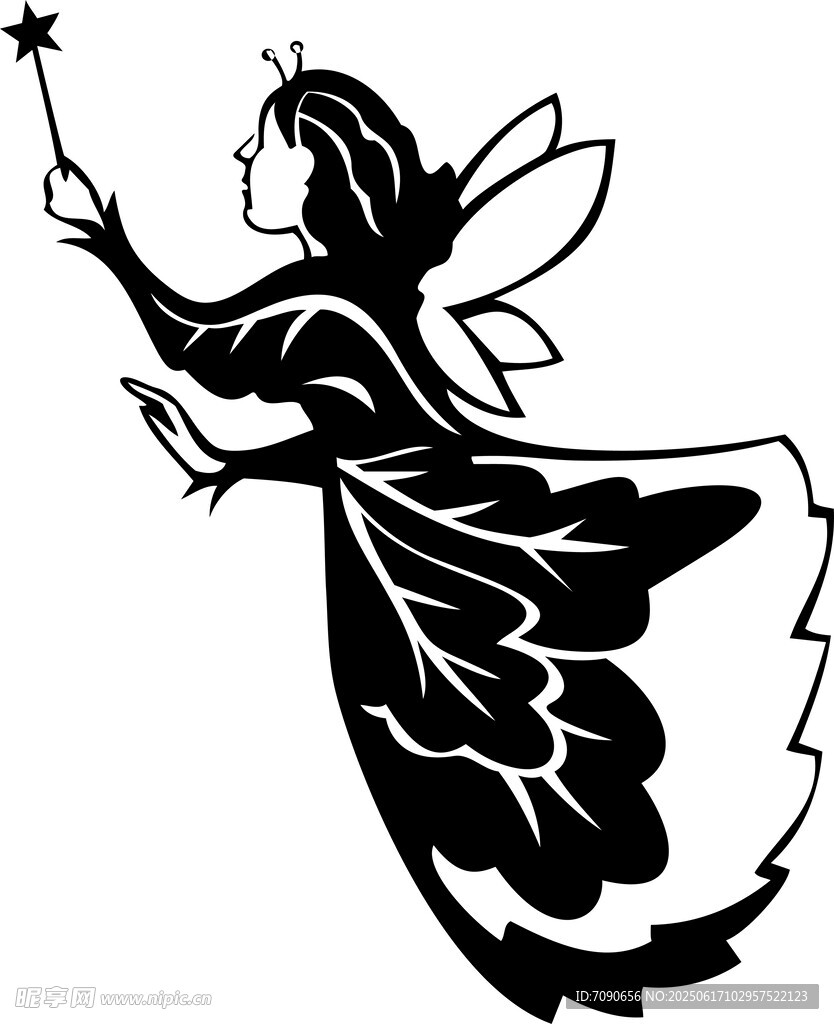 手持魔杖的黑翼小仙女