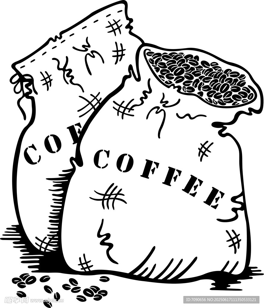 兩袋咖啡豆散落畫面