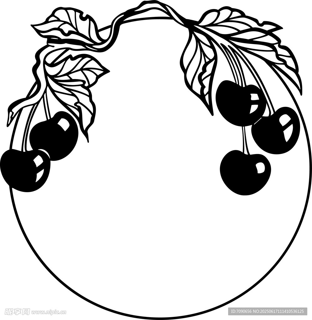 櫻桃枝葉環(huán)繞圖案