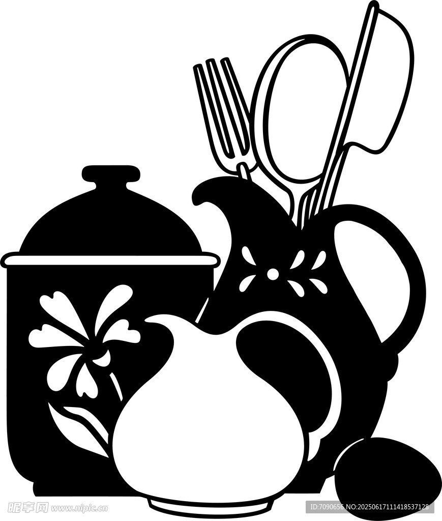 廚房餐具剪影 