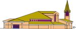 尖頂教堂建筑外觀圖