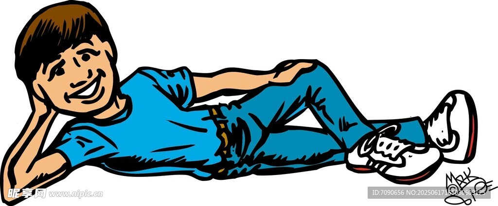 男孩愜意躺臥