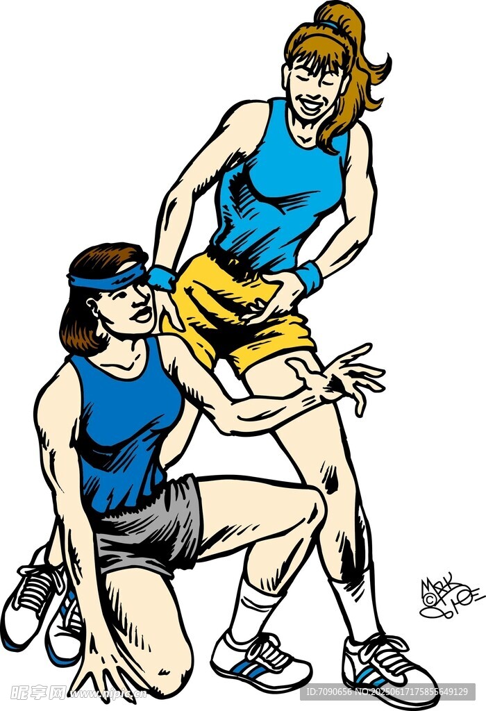 女子運(yùn)動(dòng)場景中的互動(dòng)瞬間