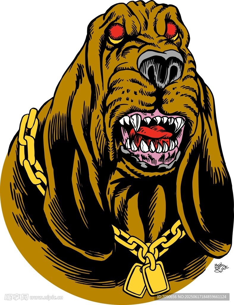 兇猛獵犬形象插畫