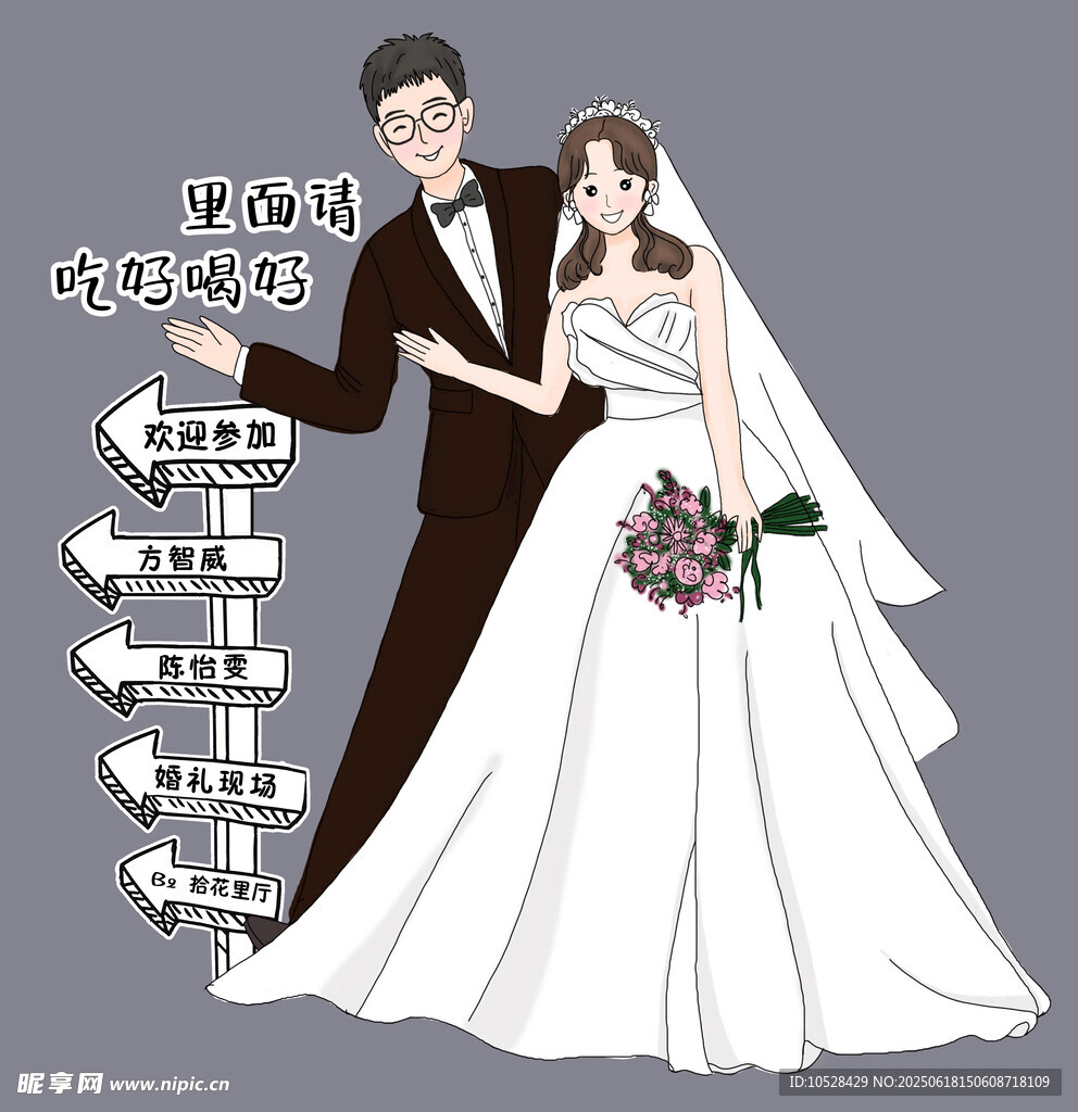 婚禮卡通頭像迎賓