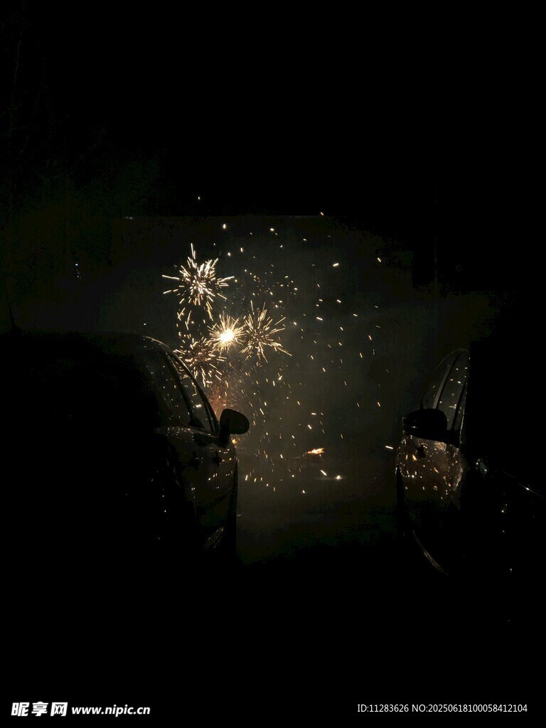 夜空中絢爛的煙花綻放