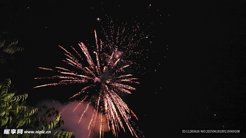 夜空中絢爛綻放的煙花