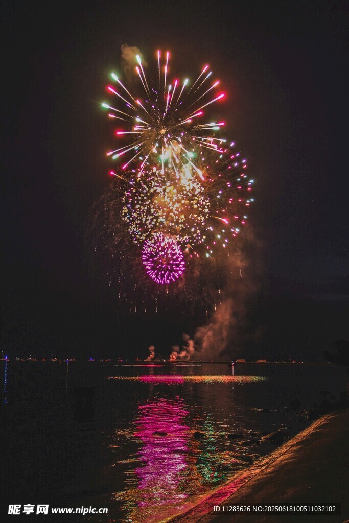 夜空中絢爛綻放的美麗煙花