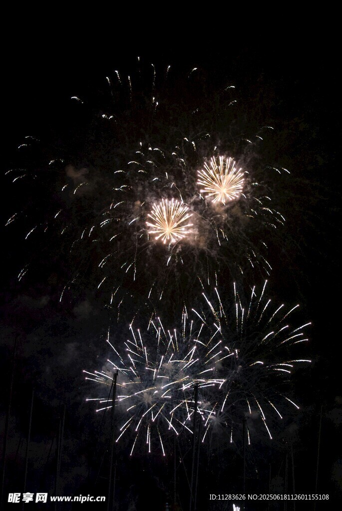 夜空中絢爛的煙花綻放