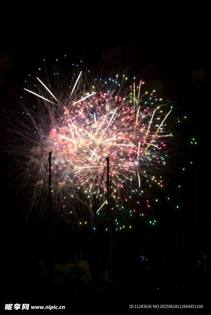 夜空中絢爛的煙花綻放