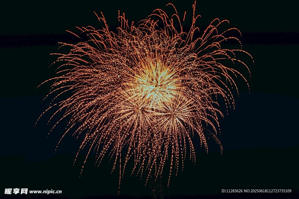 夜空中絢爛綻放的煙花