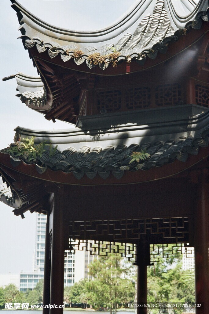 中式古典亭子一角