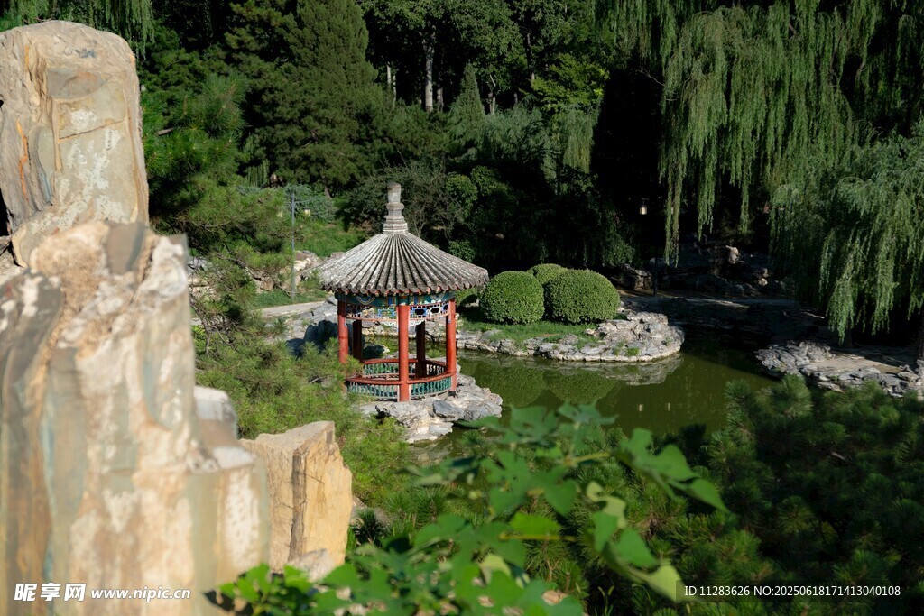 中式園林景觀中的雅致小亭
