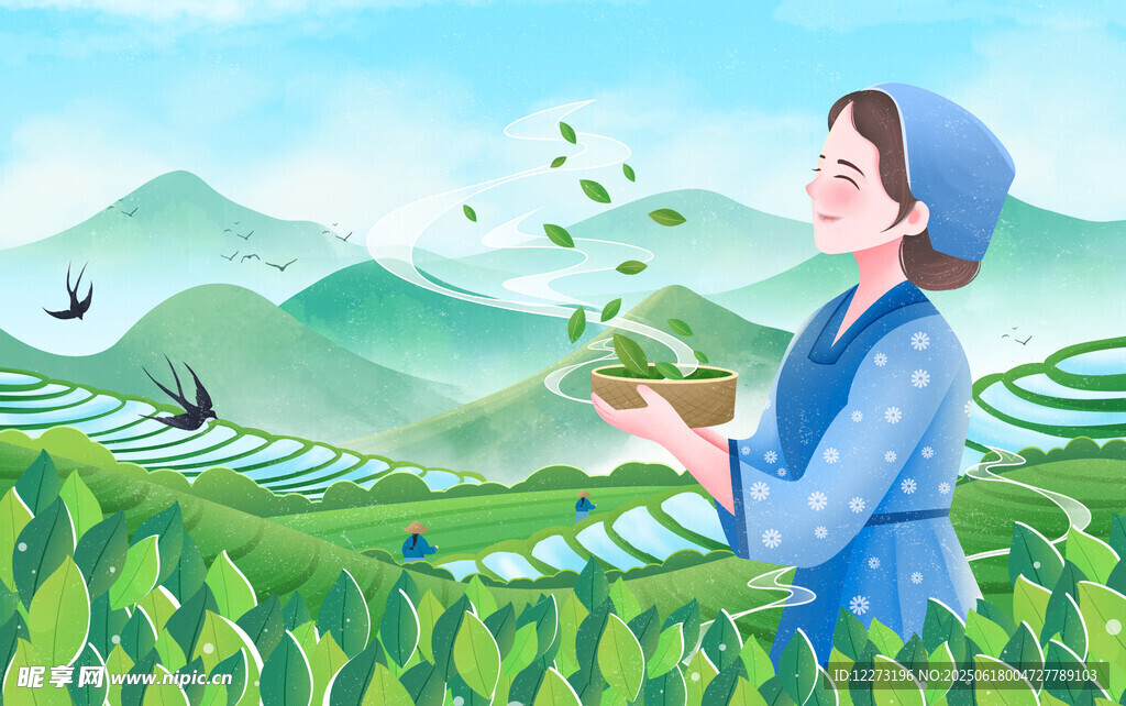 茶田女子撒種畫面