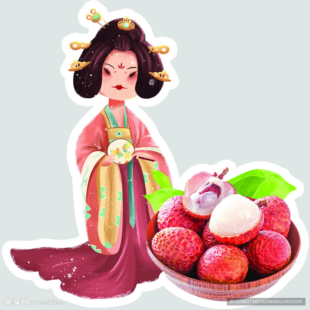 古風仕女與鮮果