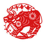 剪紙 剪影 牛 