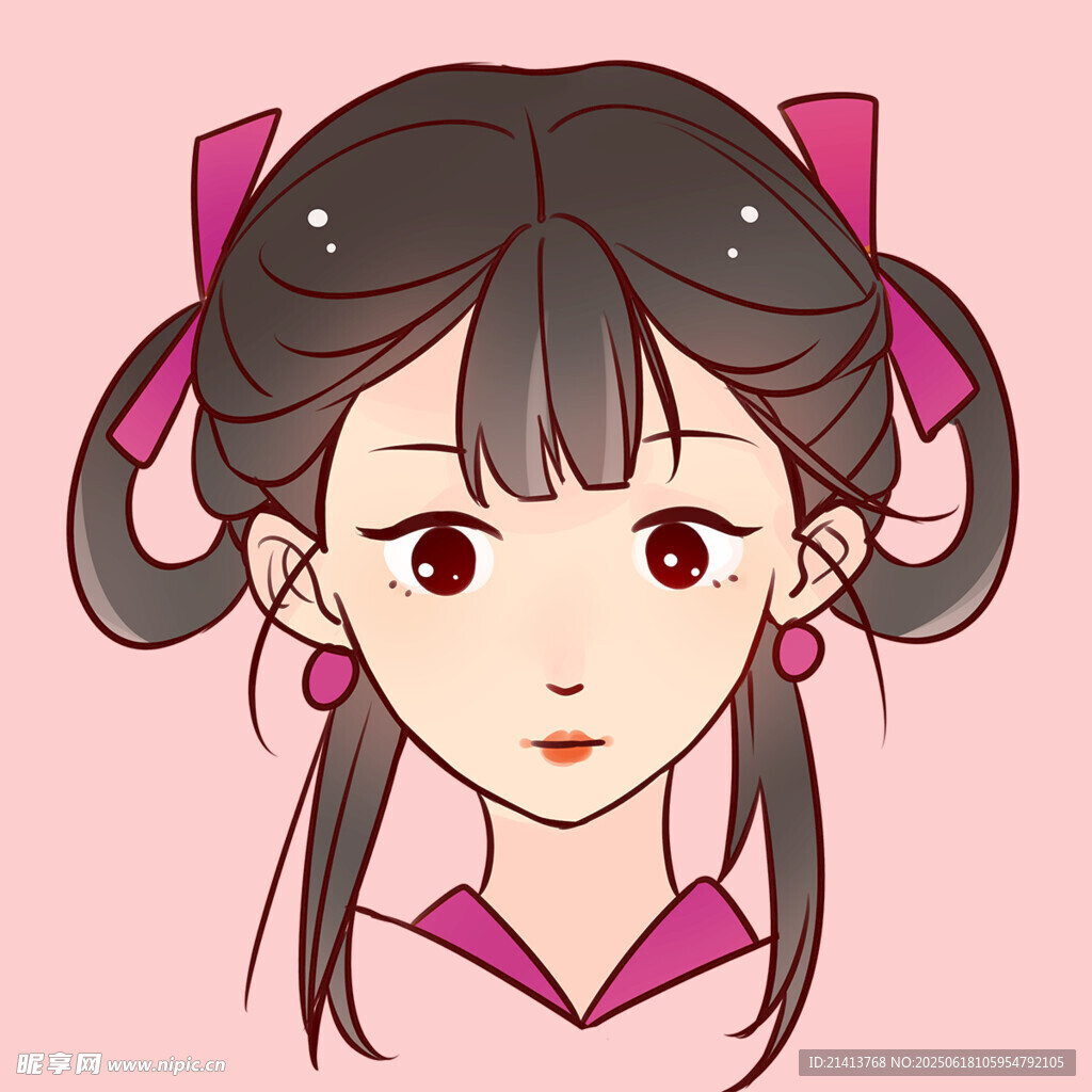 雙馬尾古風少女頭像