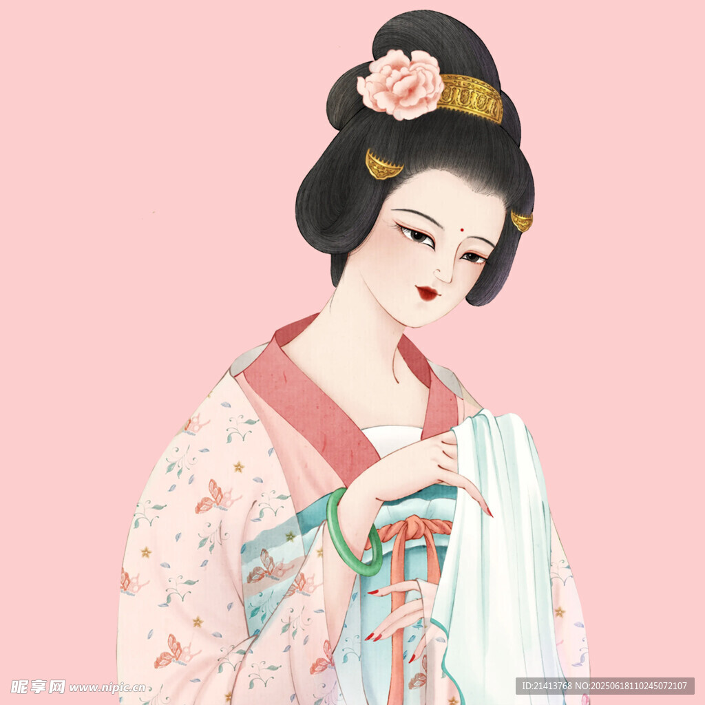 古風唐裝女子優雅姿態
