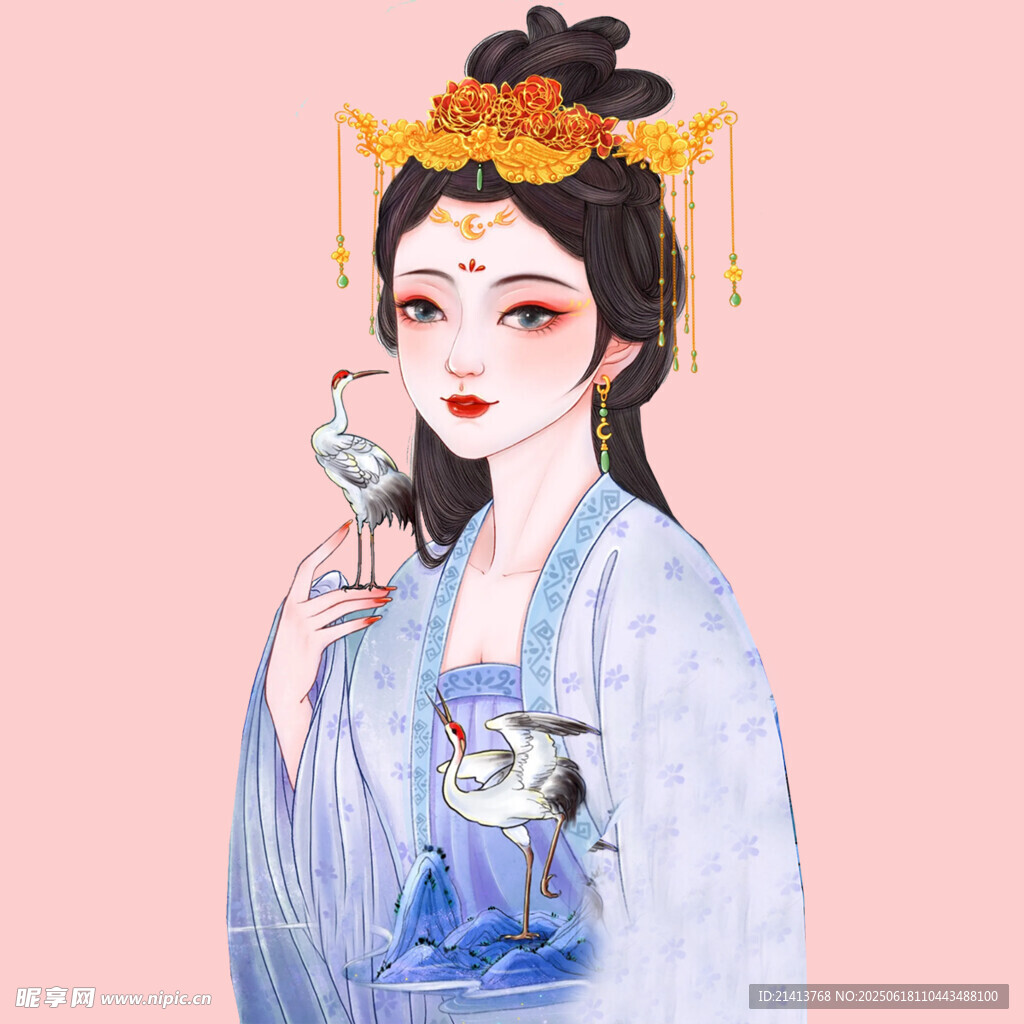 古風漢服女子持物圖