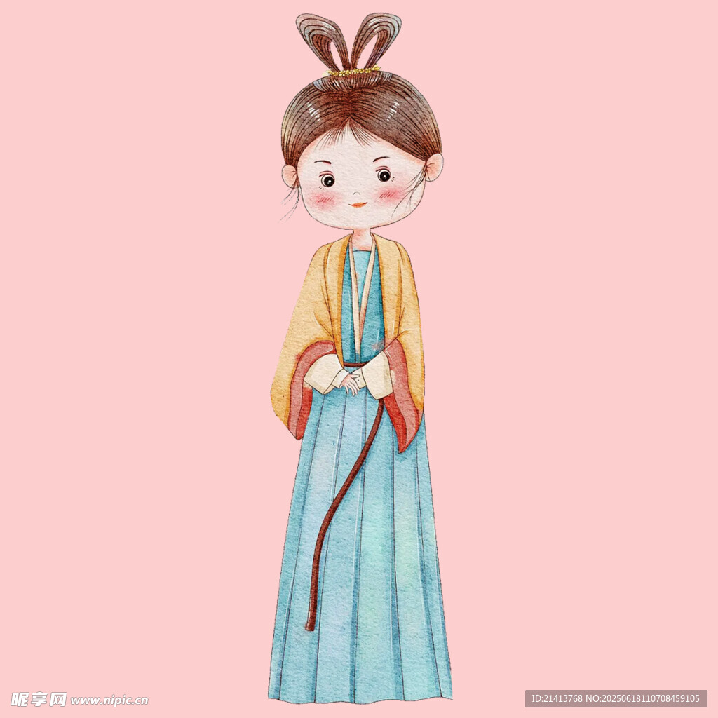 古風漢服小女孩插畫
