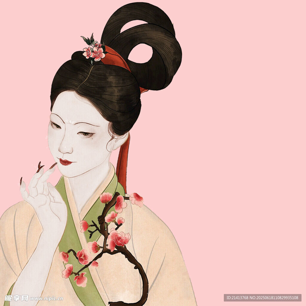 古風(fēng)美人簪花圖