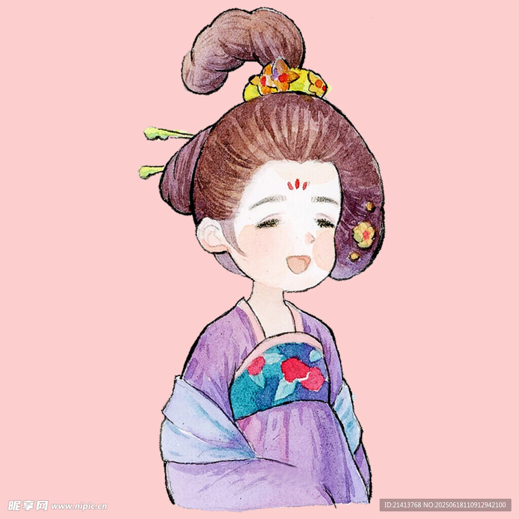 古風(fēng)漢服少女俏皮插畫